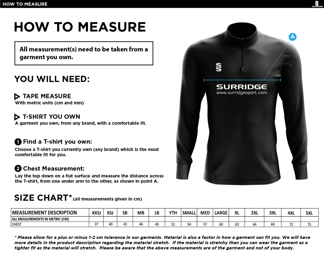 Goldsmith UCC - Blade Performance Top - Size Guide