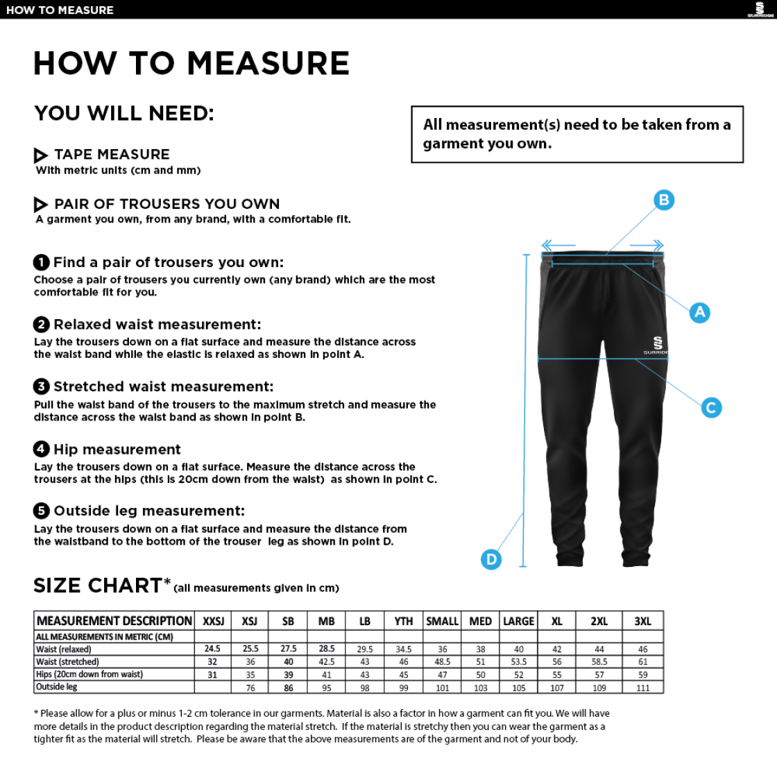 Goldsmith UCC - Tek Slim Pant - Size Guide