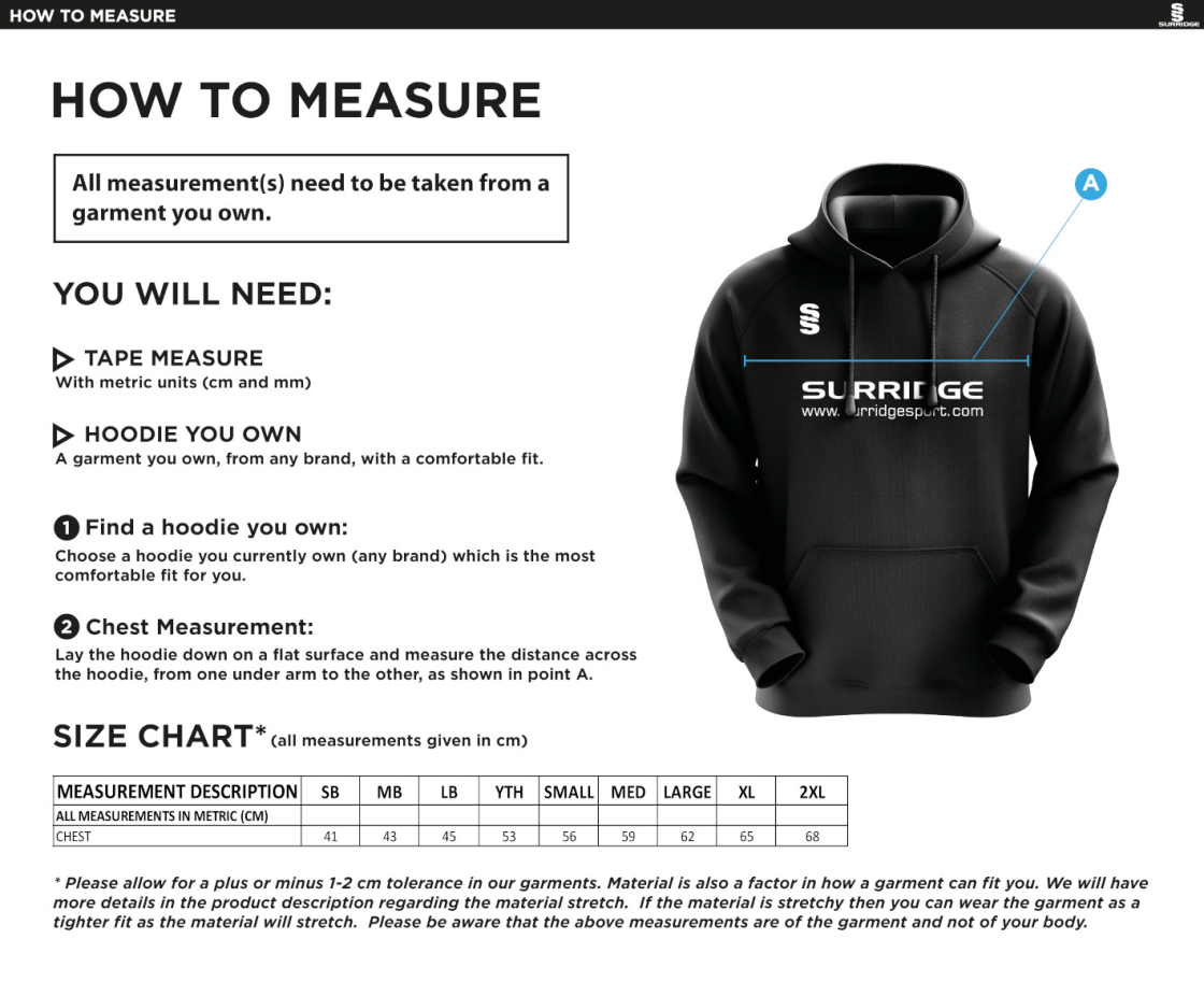 Goldsmith UCC - Blade Hoody - Size Guide