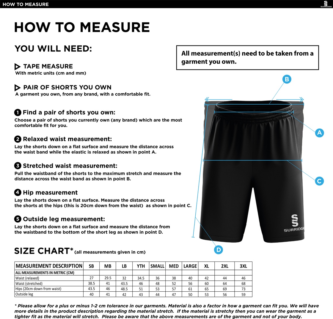 Goldsmith UCC - Blade Shorts - Size Guide