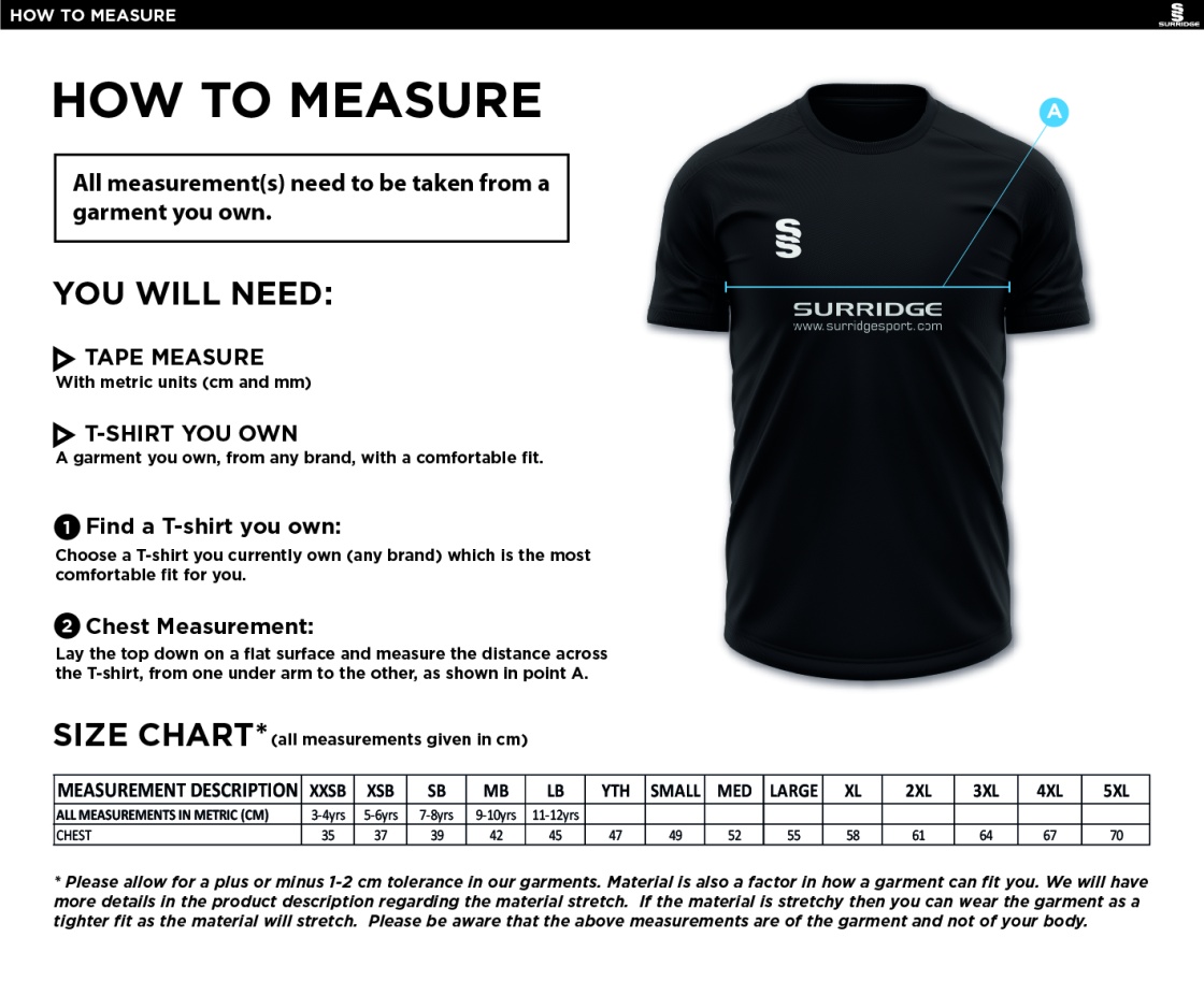 Goldsmith UCC - Blade Polo - Size Guide